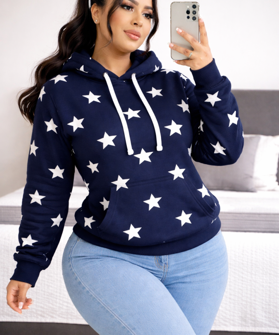 SUETER DE ESTRELLAS CON BOLSILLOS DELANTEROS