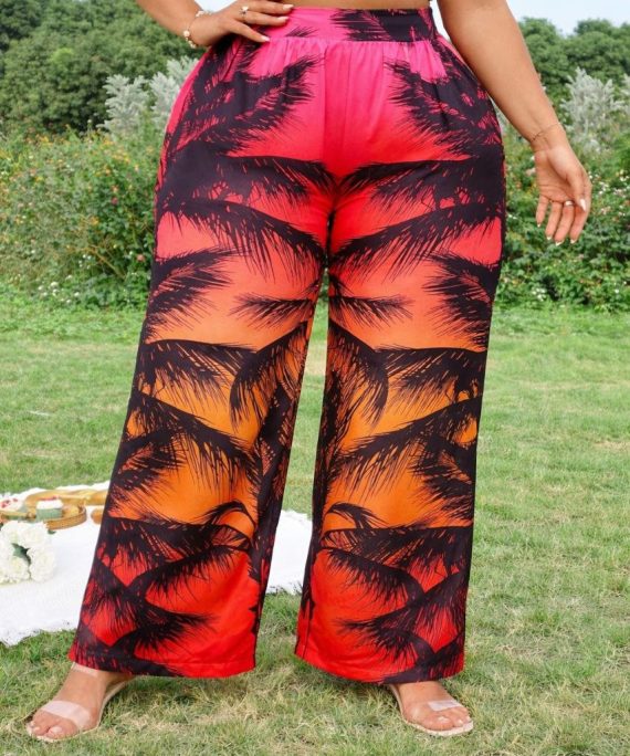 PANTALÓN PALAZZO ESTAMPADO TROPICAL