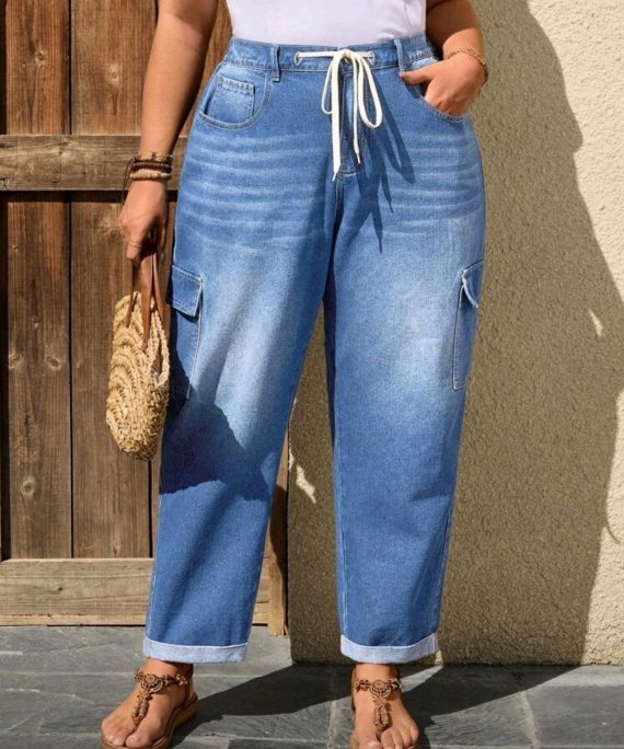 JEANS CARGO BOTA RECTA CON LAZO