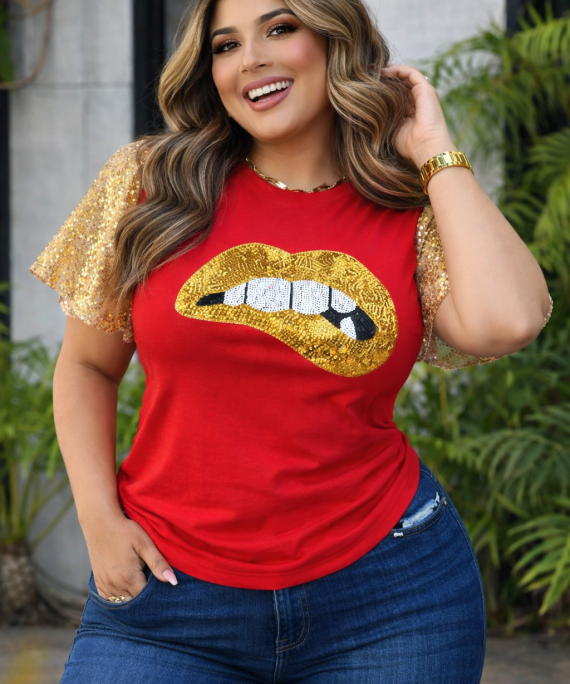 T-SHIRT APLIQUE BOCA MANGA VOLADOS