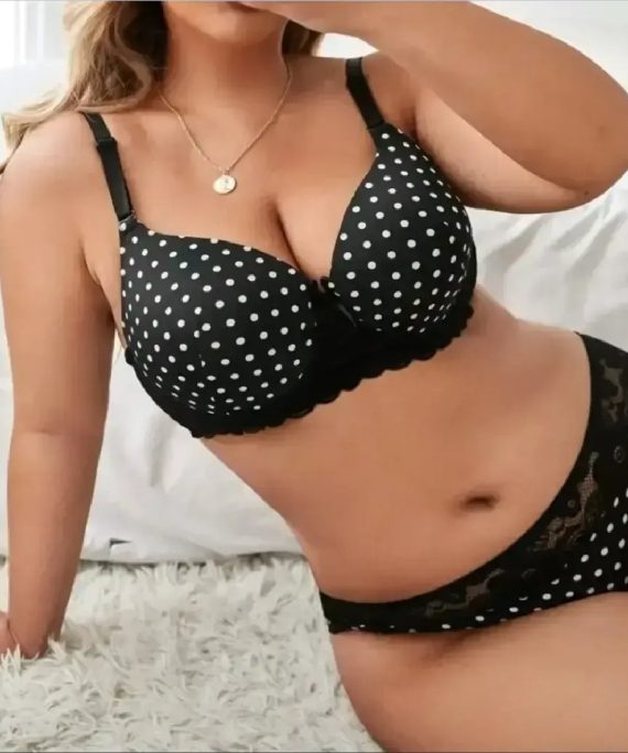 SET LENCERIA LUNARES ENCAJE EN CONTRASTE