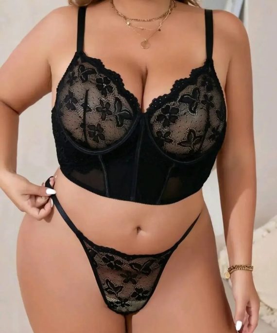 SET LENCERIA FLORAL CON ARO