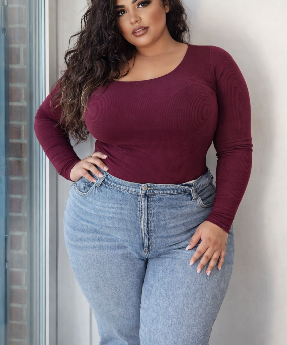 BODY MANGA LARGA ACANALADO