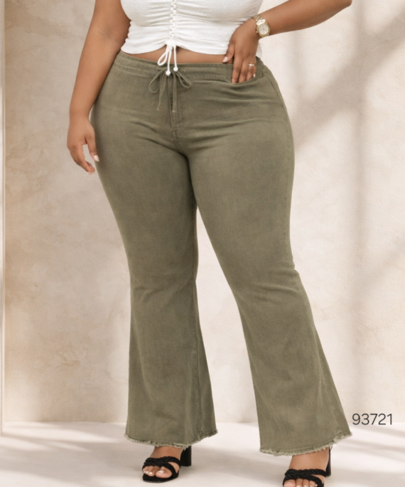 JEANS BOTA ANCHA PRETINA CON CORDON