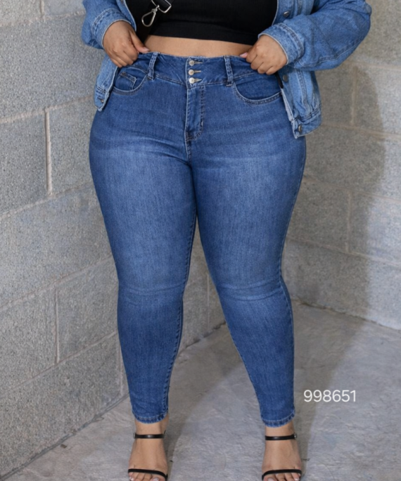 JEANS LISO PRETINA ALTA 3 BOTONES