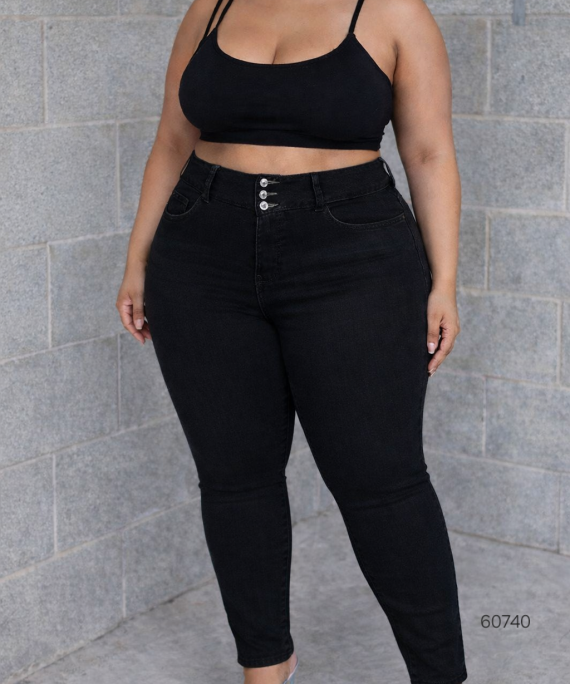 JEANS SKINNY PRETINA ALTA 3 BOTONES