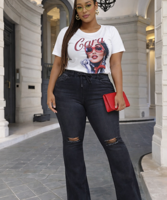 JOGGUERS JEANS BOTA ANCHA ROTO PRETINA DE LIGA