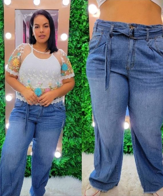 JEANS DENIM BOTA RECTA CON CORREA