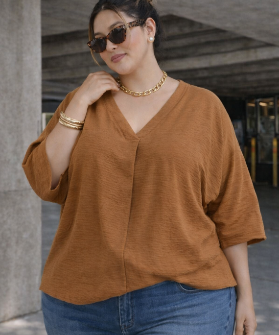 BLUSA CUELLO V BASIC 3/4