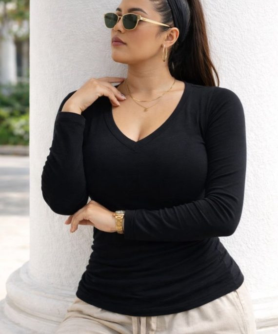 BLUSA MANGA LARGA CUELLO V