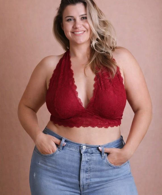 BRALETT TOP HALTER DE ENCAJE