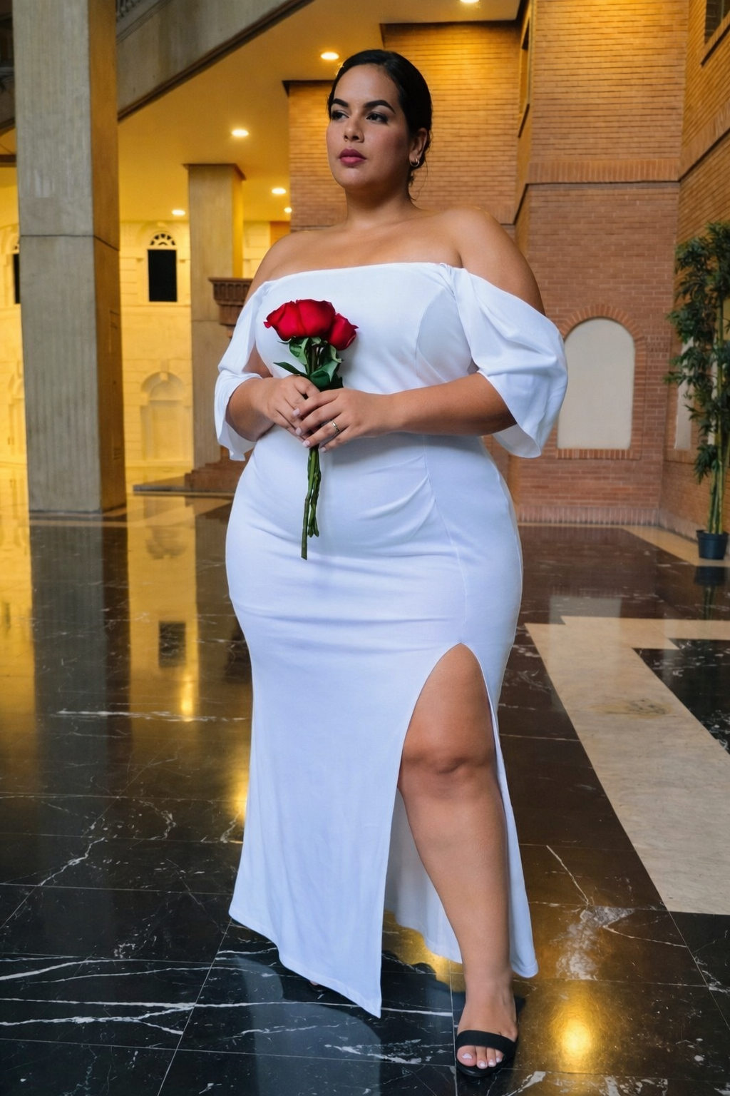 VESTIDO LARGO ELEGANTE HOMBROS DESCUBIERTOS - Imagen 2