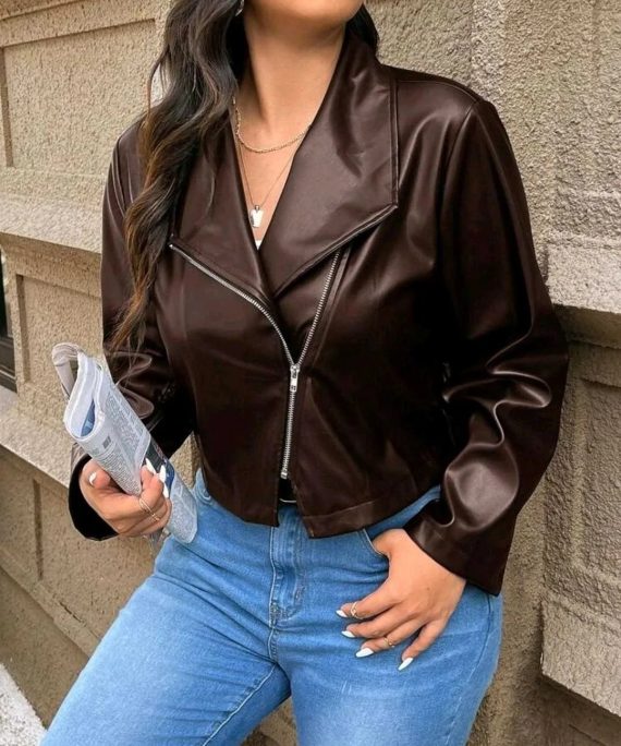 CHAQUETA DE CUERO SINTETICO CON CIERRE