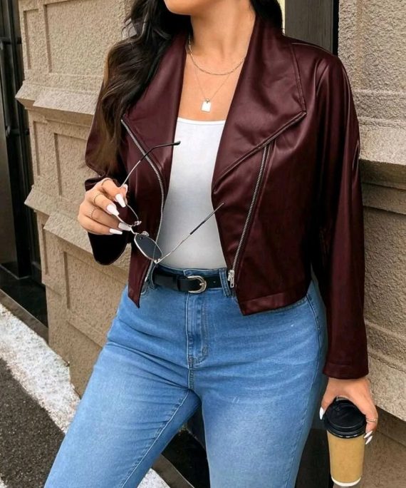 CHAQUETA DE CUERO SINTETICO CON CIERRE