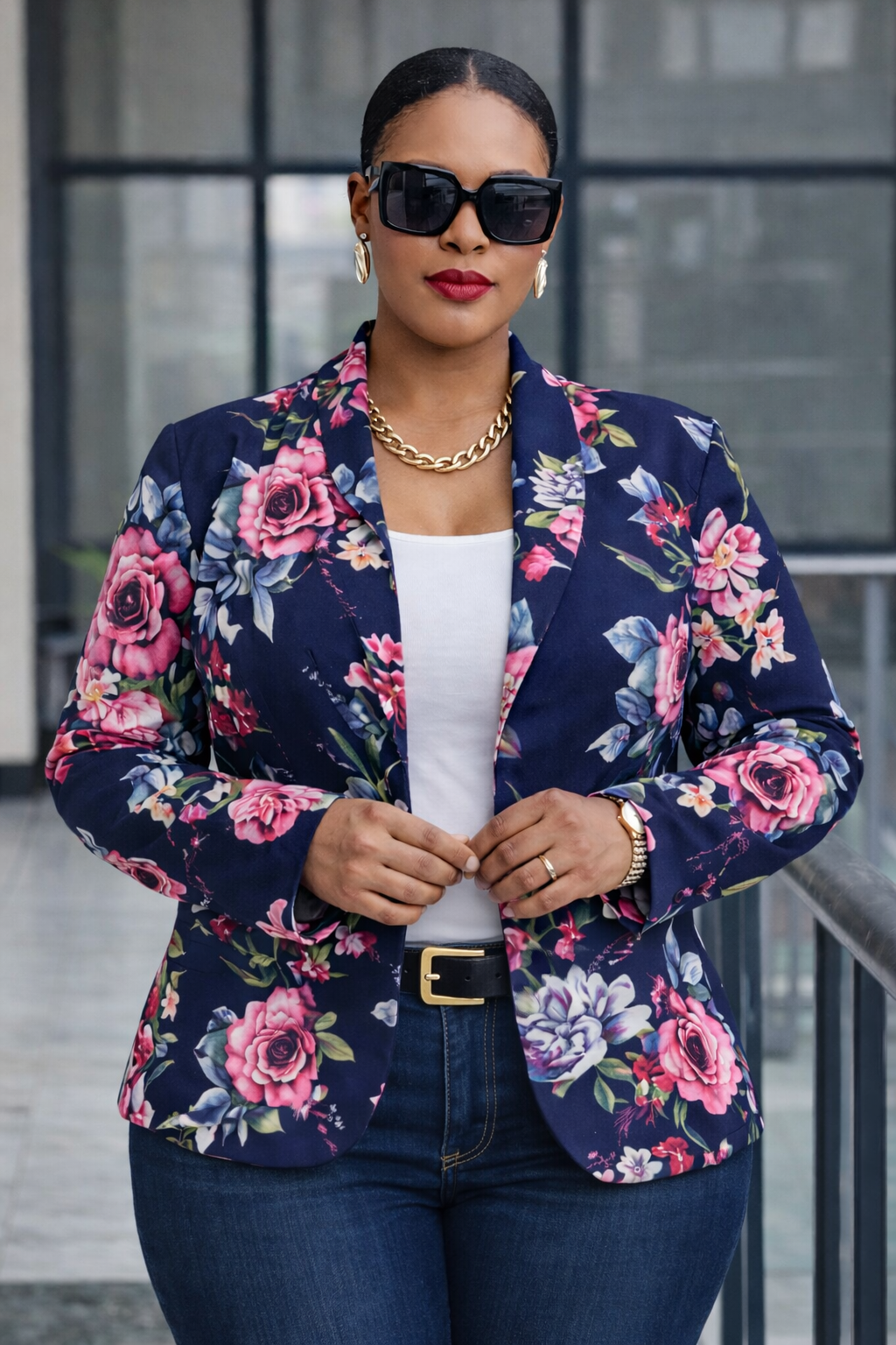 BLAZER AZUL FLORAL