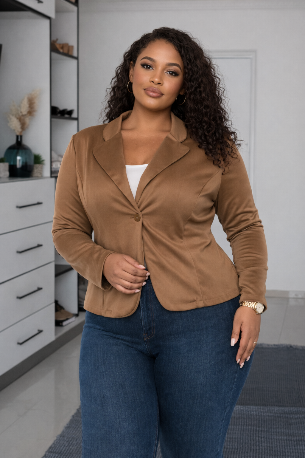 BLAZER UNICOLOR CAFÉ