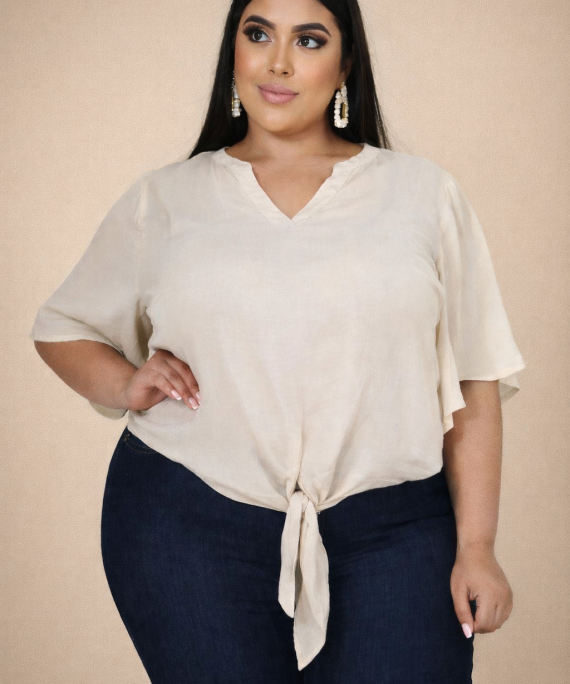 BLUSA CUELLO V LAZO ABAJO