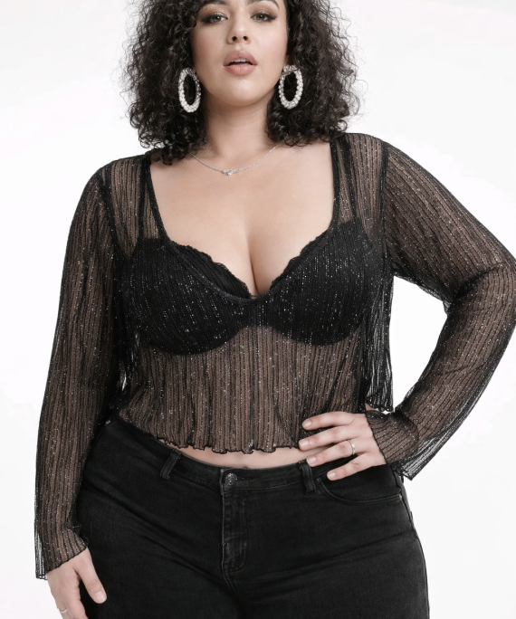 TOP PANEL CON MALLA BRILLANTE SIN BRASIER