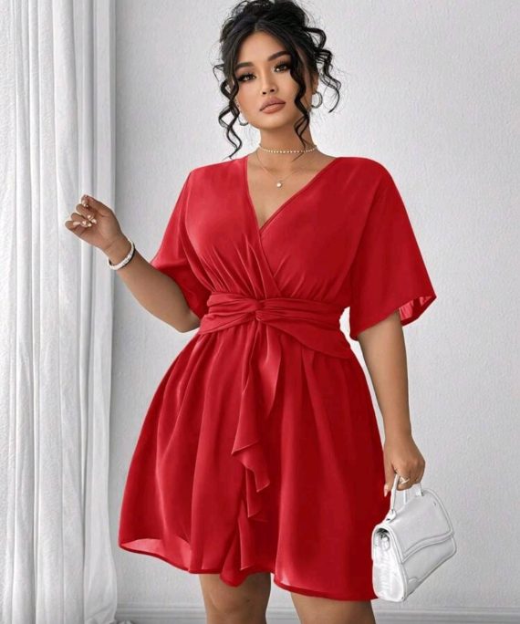 VESTIDO ESCOTE V CON VOLANTES