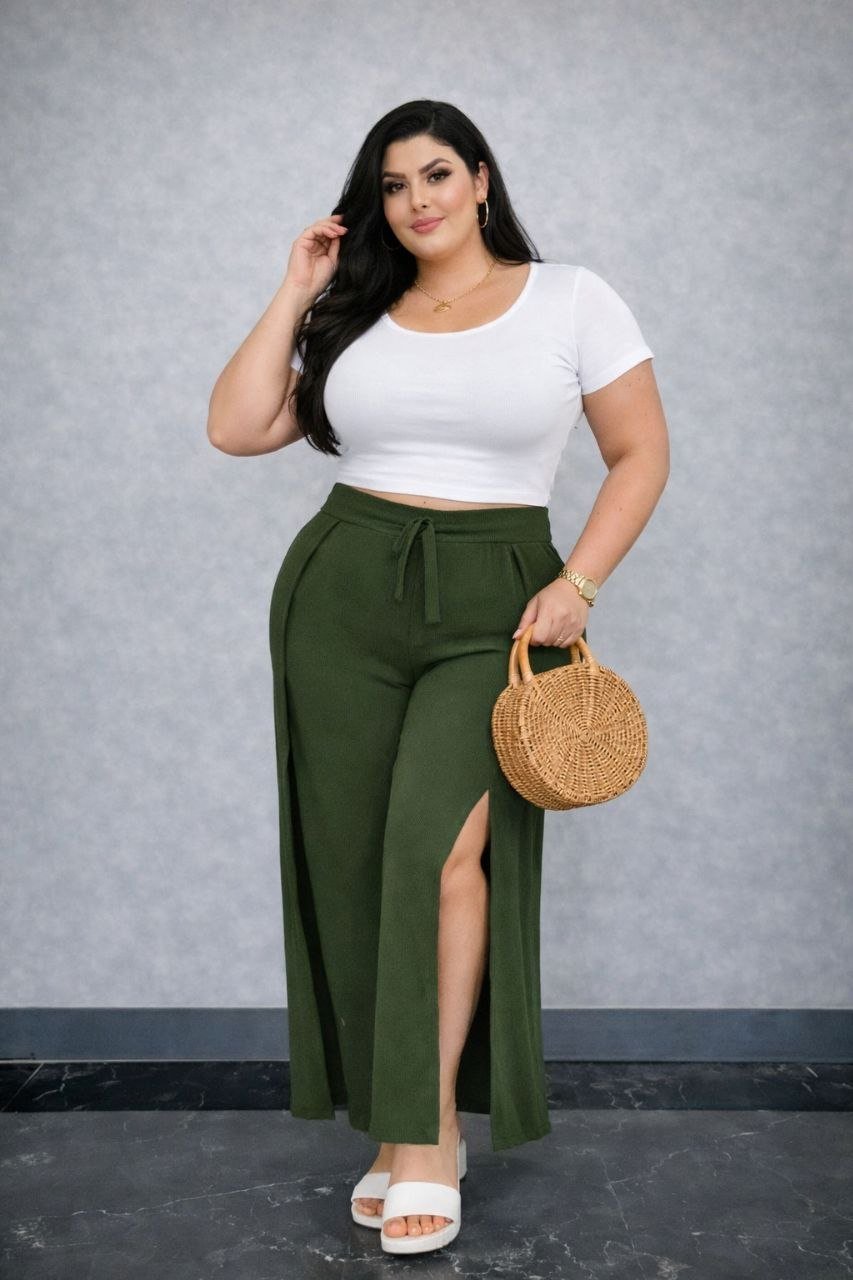 PANTALÓN PALAZZO TROPICAL CON ABERTURA FRONTAL - Imagen 2