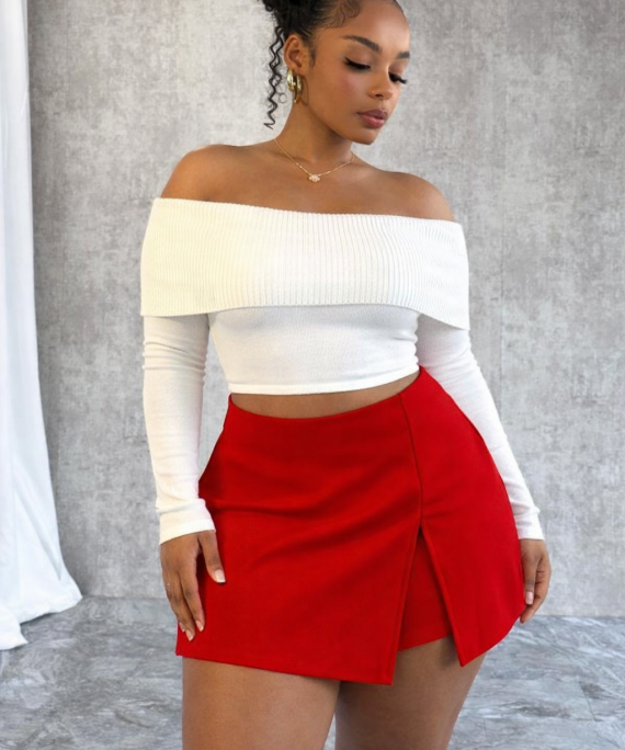 FALDA SHORT (SKORT) UNICOLOR ROJO