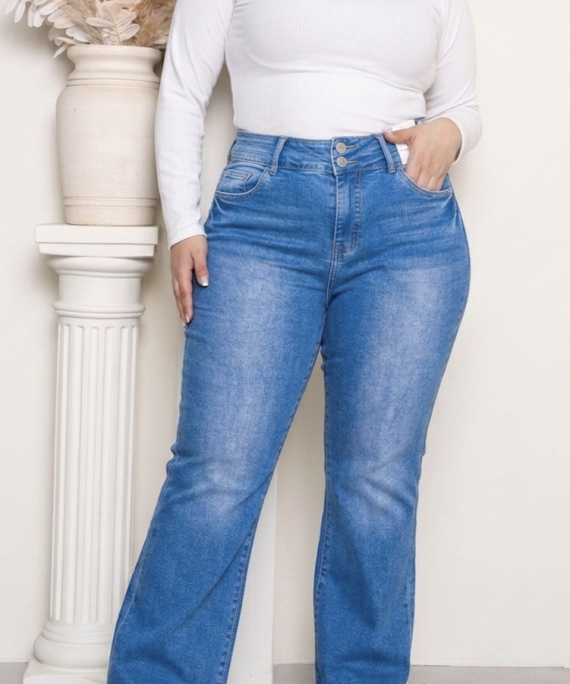 JEANS 2 BOTONES BOTA ANCHA ROTA
