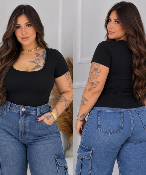 BLUSA MANGA CORTA CUELLO CUADRADO