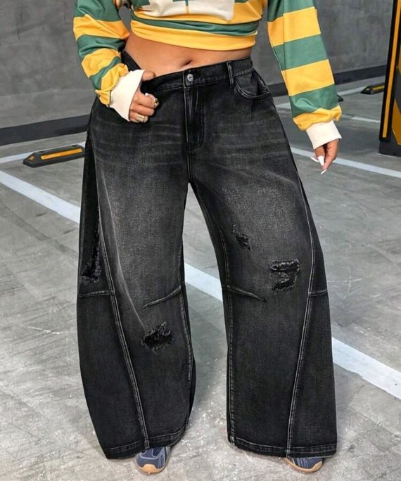 JEANS BOTA ANCHA CON ROTOS