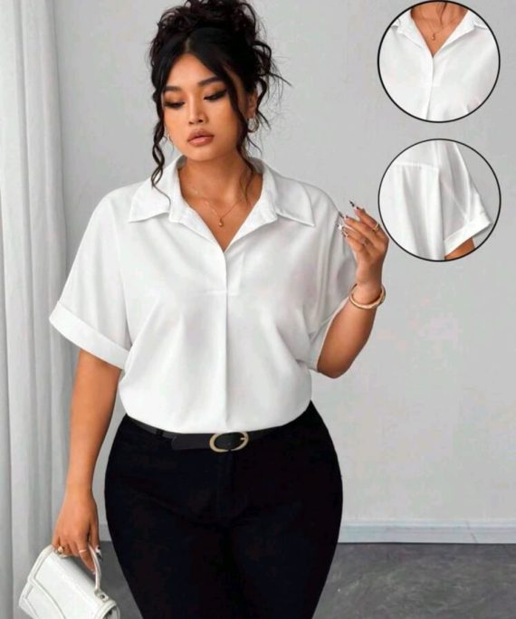 BLUSA MANGA CORTA ELEGANTE SIN BOTONES