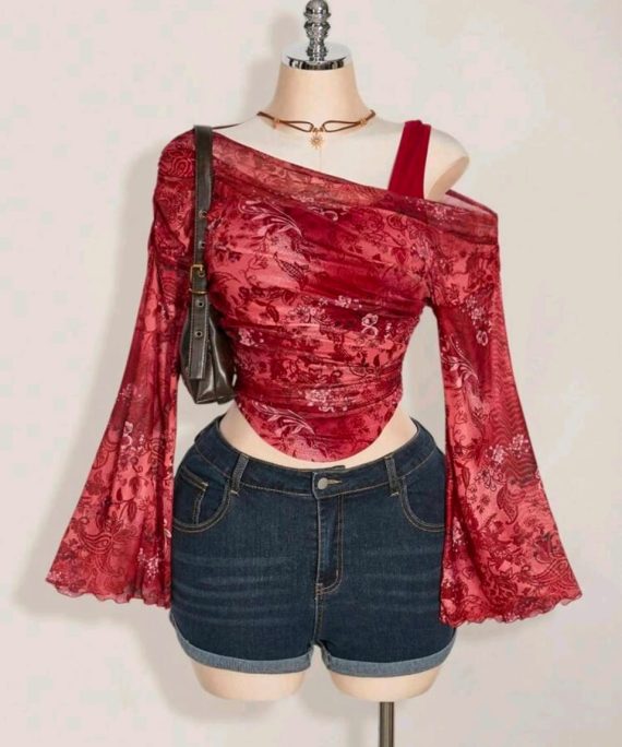BLUSA MANGA LARGA ROMANTICA TRANSPARENTE