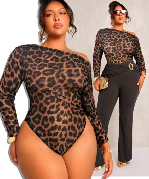 BODY MANGA LARGA LEOPARDO