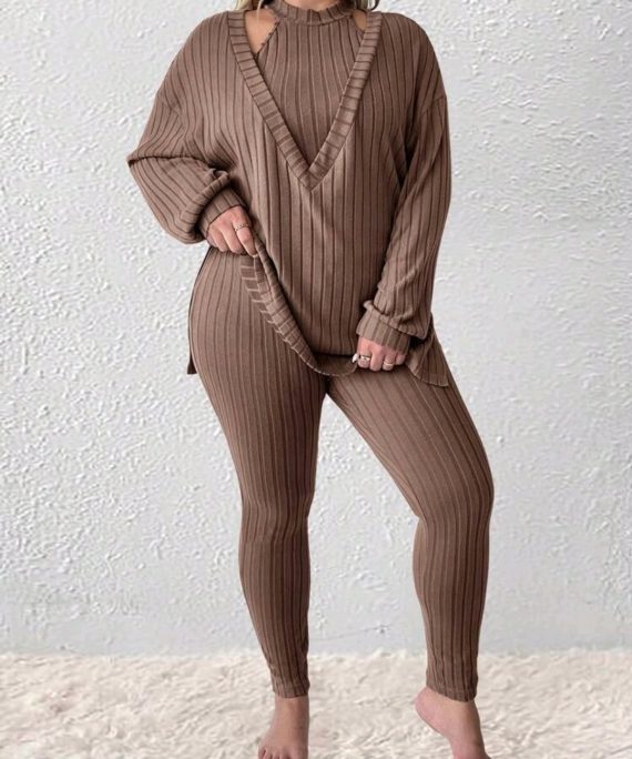CONJUNTO CASUAL ACANALADO TRES PIEZAS