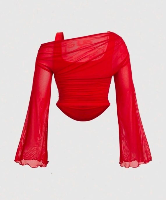 BLUSA MANGA LARGA TRANSPARENTE CON FONDO