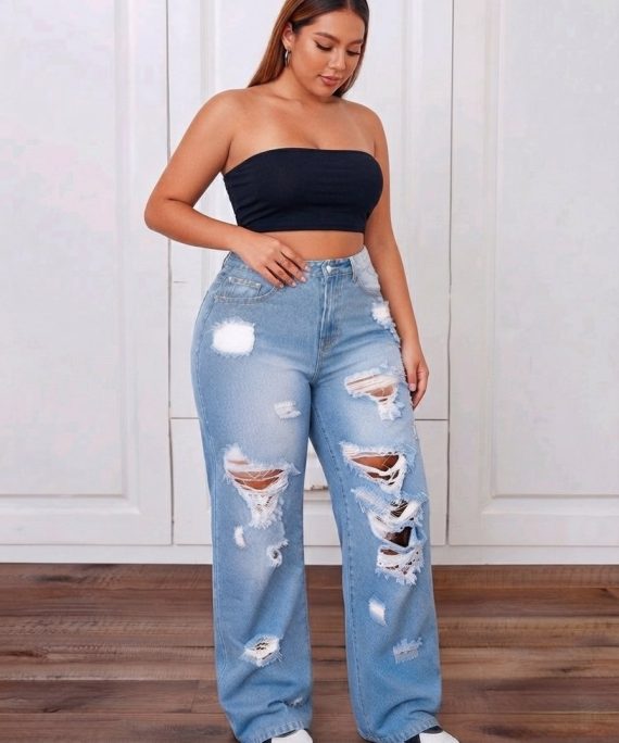 JEANS BOTA RECTA CON ROTOS