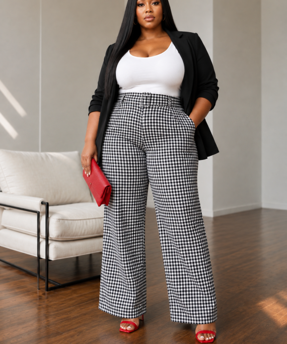 PANTALÓN BOTA SEMI SIRENA ESTAMPADO PATA DE GALLO