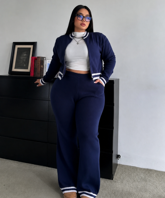 CONJUNTO TEJIDO CASUAL DE SUÉTERS Y PANTALON