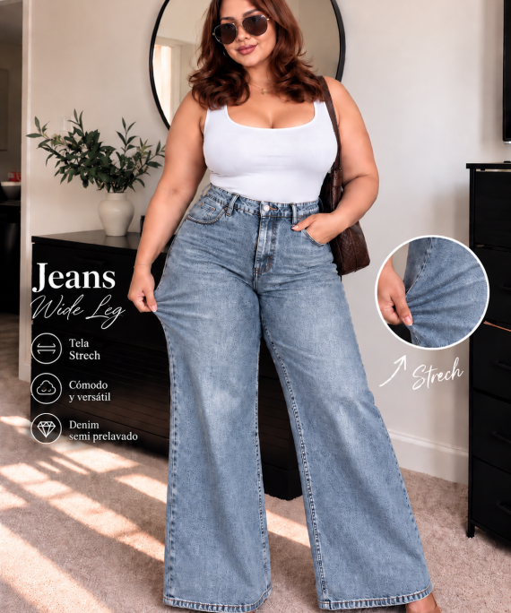 JEANS PRELAVADO BOTA RECTA WIDE LEG